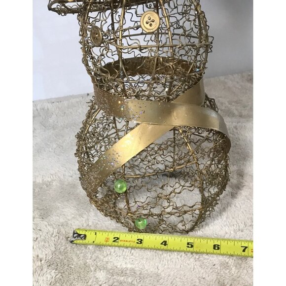 Vintage Gold Wire Glitter Snowman Sculpture Decoration 12" Tall - Picture 8 of 8